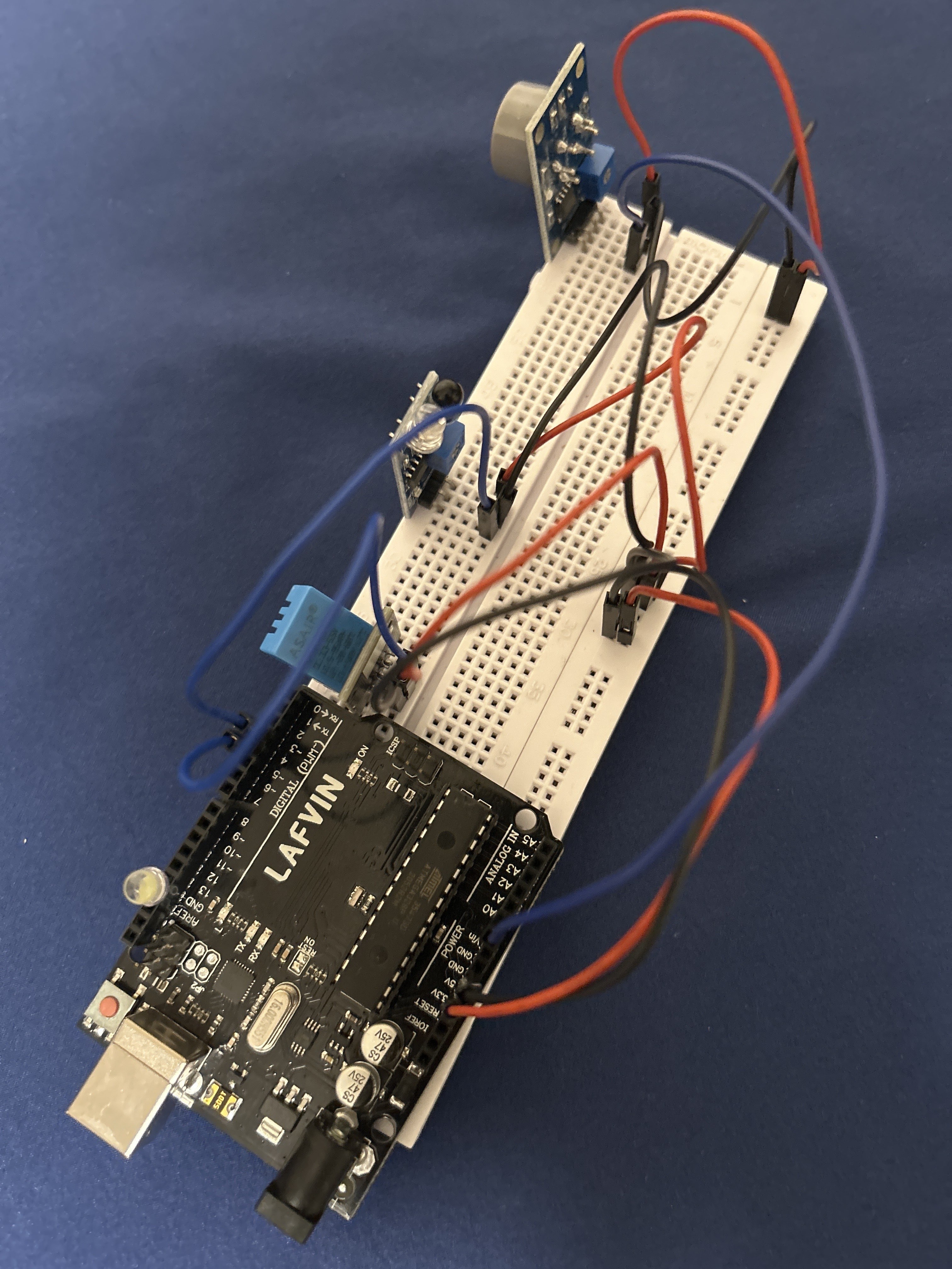 Smart Fire Alarm breadboard setup